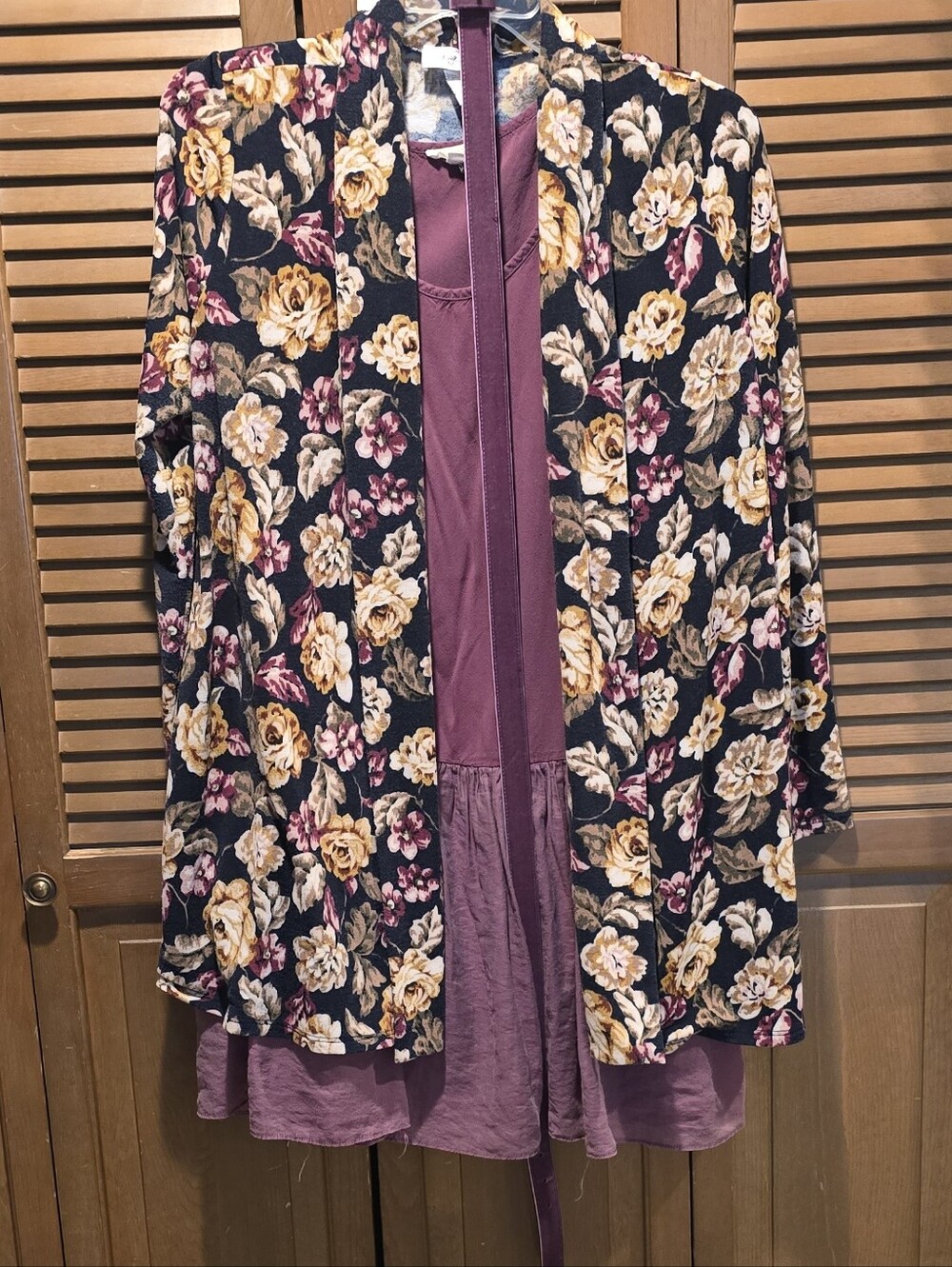 ​The ZigZag Stripe Open Front Floral Cardigan XL Black Mustard Yellow Rose Print - Picture 7 of 10
